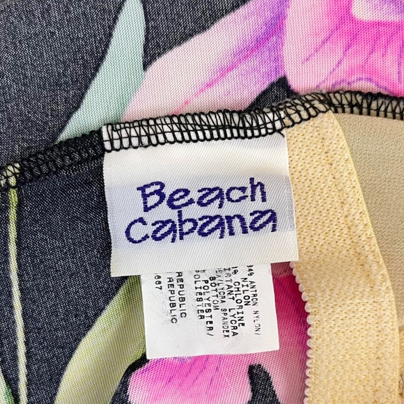 VINTAGE 90s Y2K Beach Cabana Floral Lily Print Stretch Backless  Mini Swim Dress - Picture 8 of 8